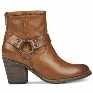 Frye Tabitha Harness Cognac Leather Short Boots
